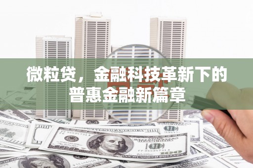 德江微粒贷，金融科技革新下的普惠金融新篇章